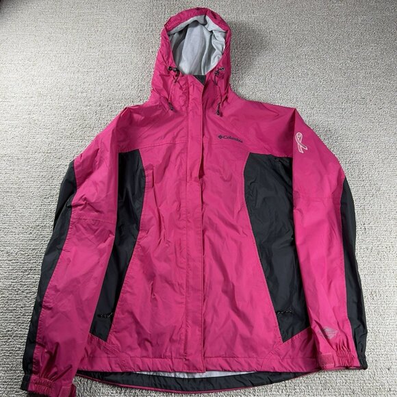 Columbia Omni Tech Breast Cancer Awareness Jacket Pink Black Women’s Size Small - Picture 1 of 8